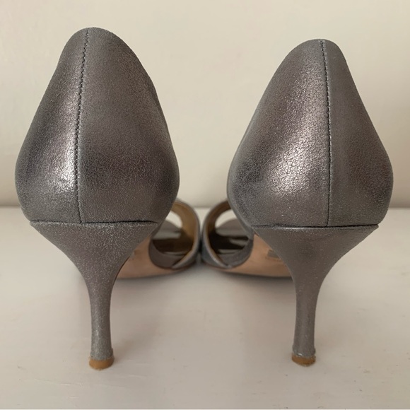 Badgley Mischka Metallic Gray Heels with Crystal Embellishments - Picture 8 of 10